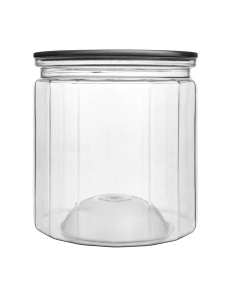 Empty Transparent Pet Can Jar Canning Preserving Isolated White Background — Stock Photo, Image