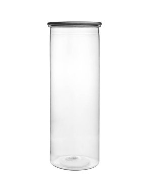 Boş şeffaf PET, beyaz arkaplanda izole edilmiş konserve ve muhafaza için çalkalayabilir.