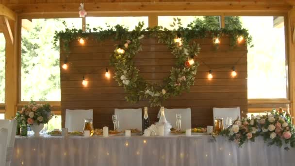 Cerimônia Decoração Casamento Flores Para Cerimônia Casamento Fundo Arco Casamento — Vídeo de Stock