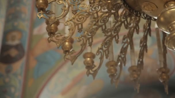 Gilded Chandelier Church — Stock Video