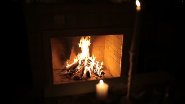 Oheň Krbu Domů — Stock video