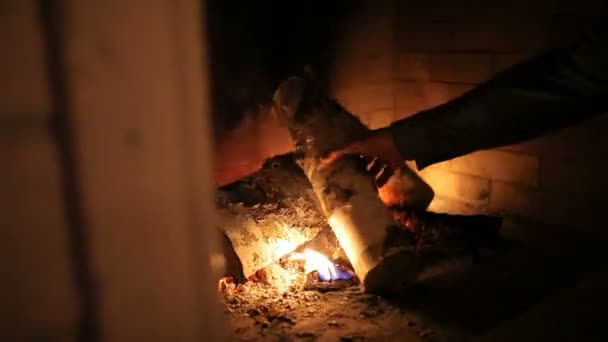Пожар Каминном Доме — стоковое видео