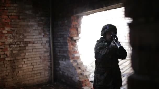 Soldat Guerre Avec Les Armes Jeunes Soldats Armés Soldat Armé — Video