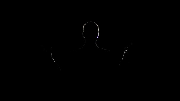 Silhouette Man Black Background — Stock Video
