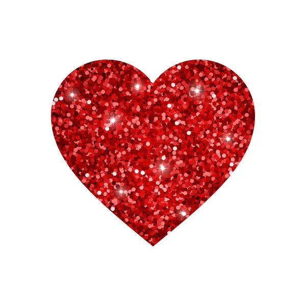Glitter Red Heart Isolated On White Valentines Day Macro — Stock
