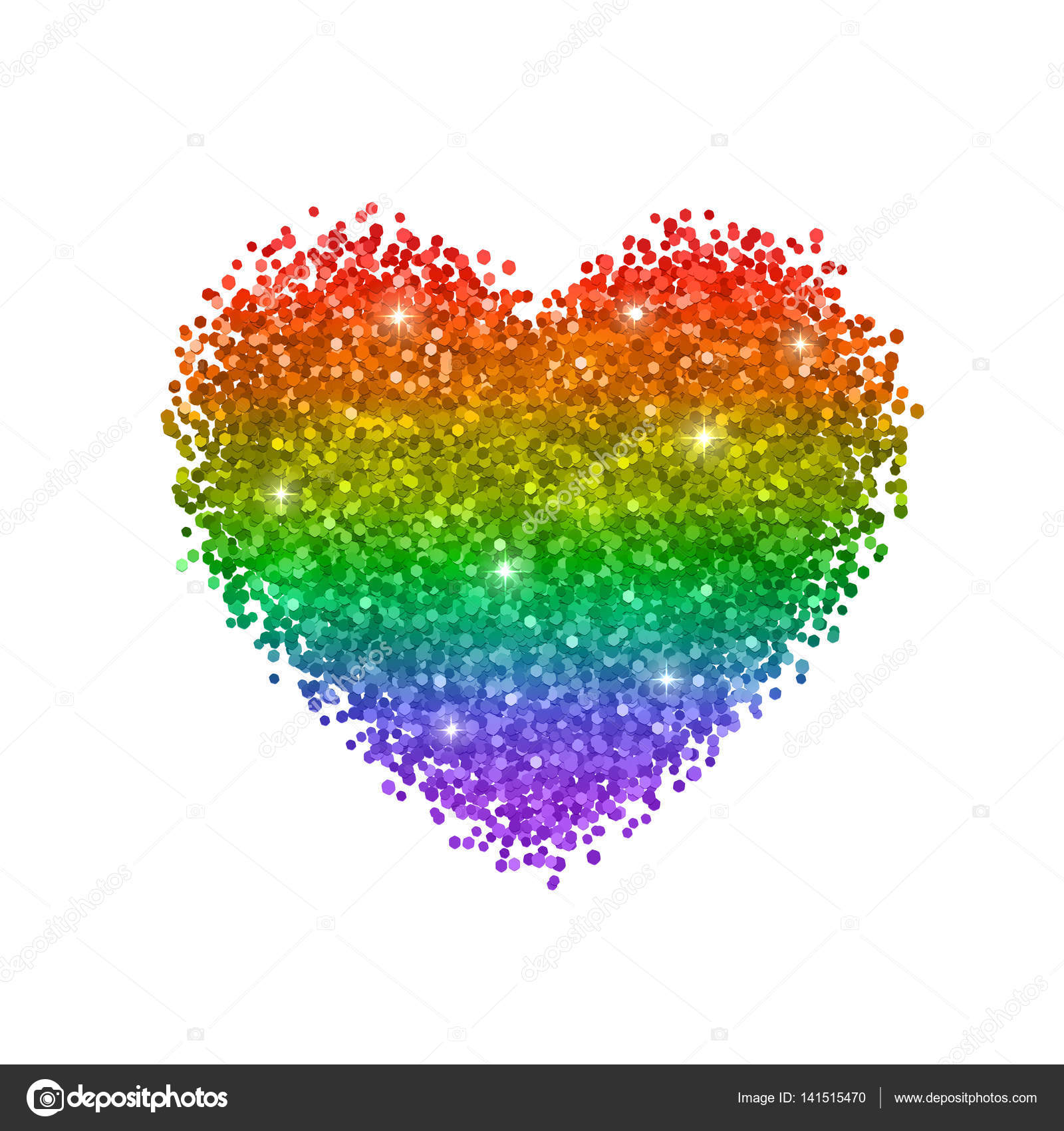 Glitter cuore colori dell arcobaleno simbolo di Lgbt Isolato su priorit  bassa bianca Illustrazione di vettore — Vettoriali di lavarezkaail