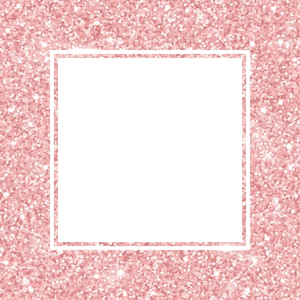 Rose gold glitter square frame. Vector