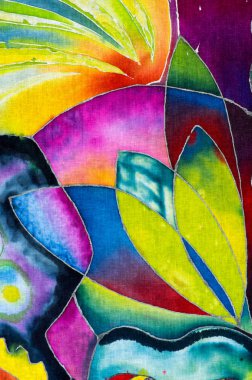 Yaprakları, renkli soyutlama, parça, sıcak batik