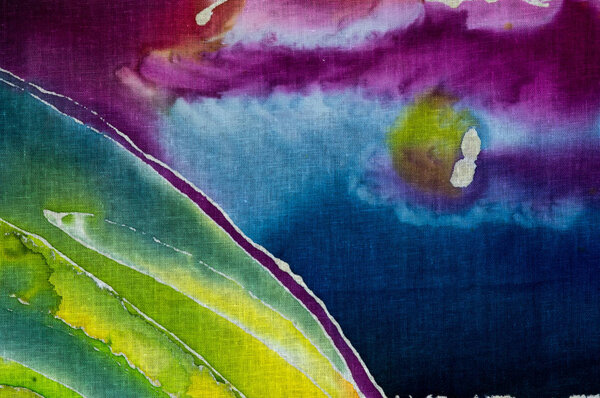 Красочная абстракция, фрагмент, горячий батик
