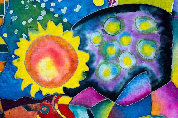 Yaprakları, renkli soyutlama, parça, sıcak batik