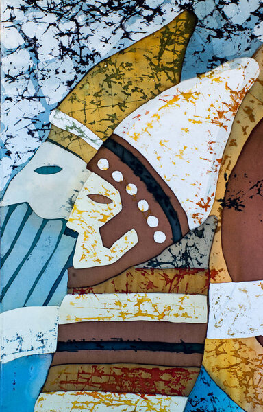 Archers in the chariot , fragment, hot batik, background texture