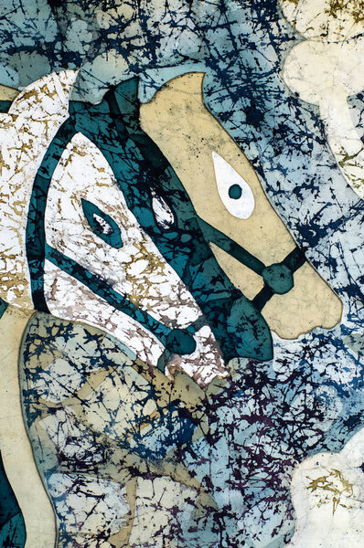 Horse heads, fragment, hot batik, background texture