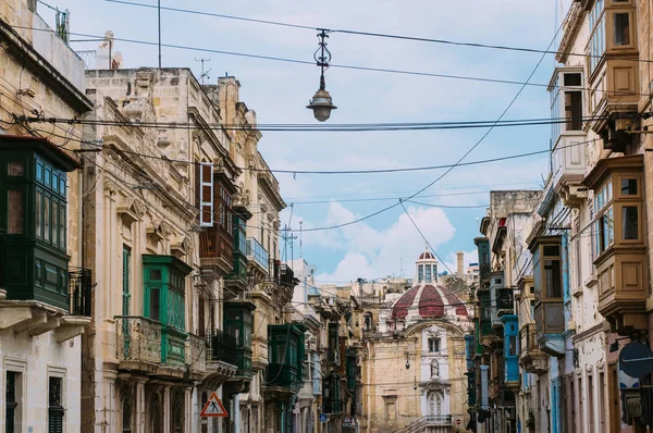 Street of Cospicua and side view to Immaculate Conception Church, Malta