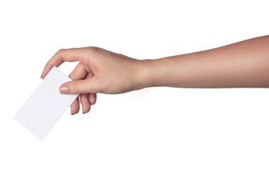 eli boş beyaz zemin üzerine izole kart tut