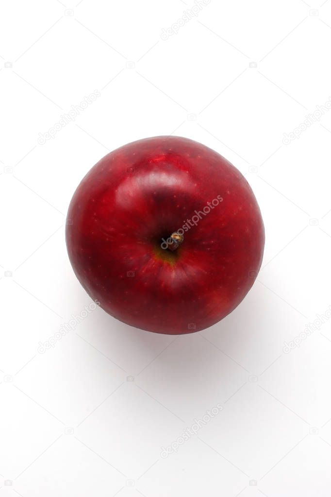 Round red apple top view