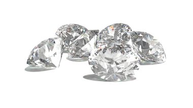 Beyaz 3d modelinde izole edilmiş elmaslar