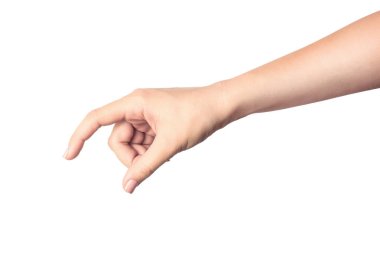Kadın elini tut kart, kredi, boş kağıt veya diğer izole üzerinde beyaz arka plan. Seçtiğiniz için boş alanı gösteren erkek