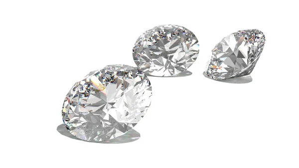 Diamantes isolados no modelo 3d branco — Fotografia de Stock