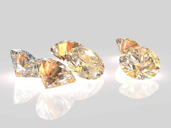Luxusní zlaté diamanty na whte pozadí - ořezovou cestu. izolované 3d — Stock fotografie