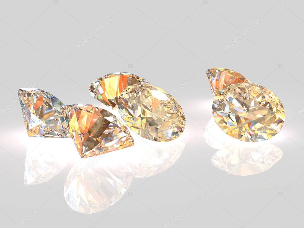 Luxury gold diamonds on whte backgrounds - clipping path. isolated 3d
