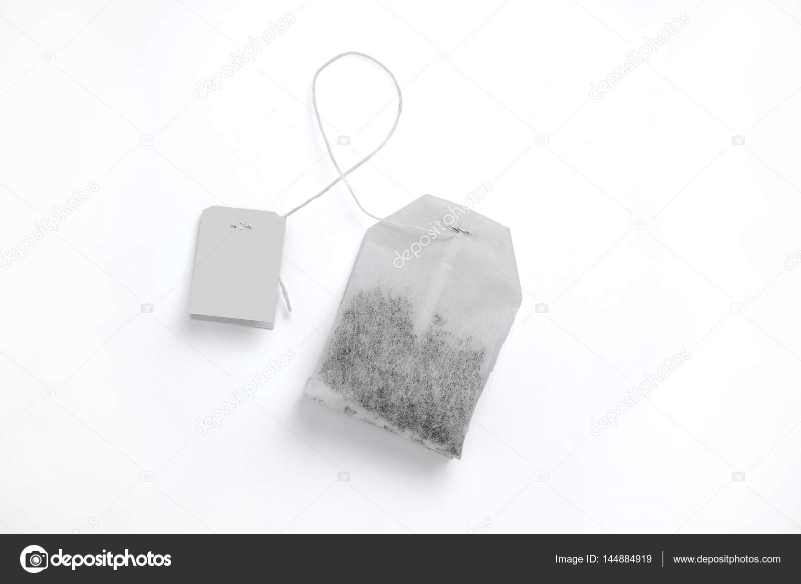 Download Teabag With Grey Label Top View Isolated On A White Mockup Stock Photo C Htoto1313 Gmail Com 144884919 PSD Mockup Templates