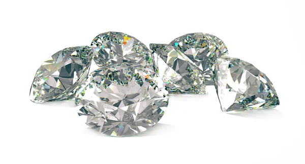 Diamenty na białym tle 3d renderowania modelu — Zdjęcie stockowe