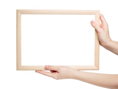 mockup kadın çerçeve beyaz arka plan üzerinde izole elleri manikürlü