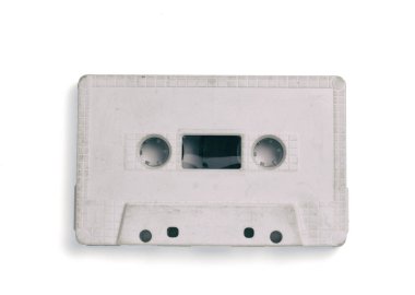 Vintage beyaz kaset kaset izole beyaz arka plan