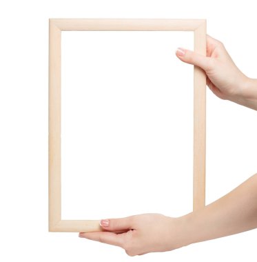 mockup kadın çerçeve beyaz arka plan üzerinde izole elleri manikürlü