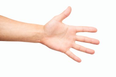 Beyaz arkaplanda elle izole edilmiş bir adam