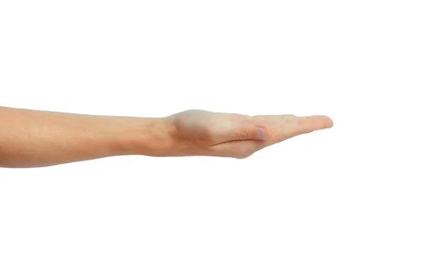Prázdnou mužské ruka drží izolované na bílém — Stock fotografie