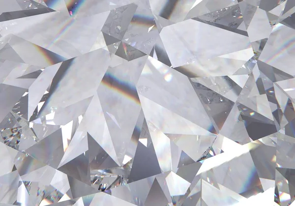 Formas de macro diamante triangular en capas con un pequeño diamante sobre ellos. modelo de renderizado 3d — Foto de Stock