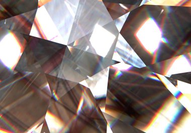 Gerçekçi harika gökkuşağı elmas dokusu, yakın plan, 3D illüstrasyon.