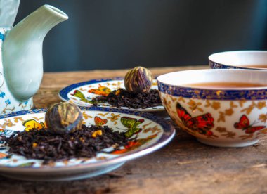 çay arka plan top çay çaydanlık tatlılar