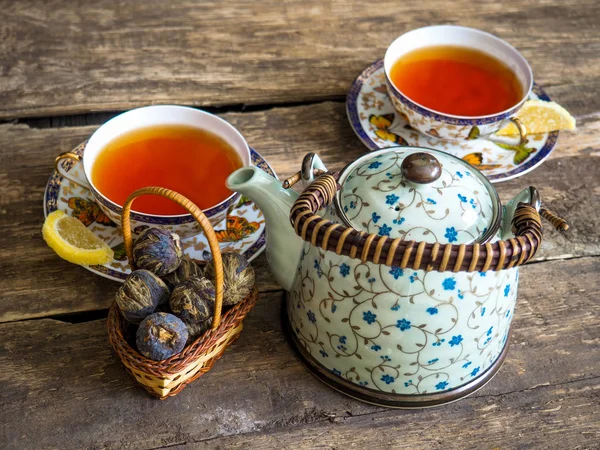 çay arka plan top çay çaydanlık tatlılar