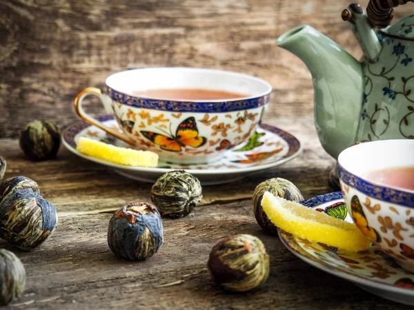 çay arka plan top çay çaydanlık tatlılar