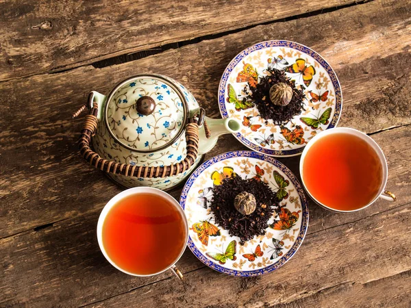 çay arka plan top çay çaydanlık tatlılar