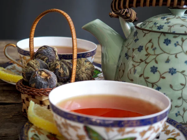 çay arka plan top çay çaydanlık tatlılar