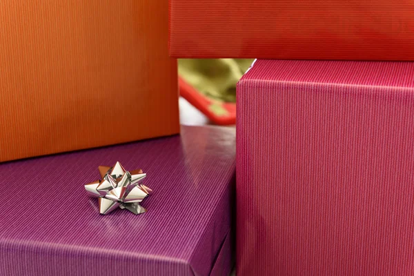 Boxes wrapped in colorful paper