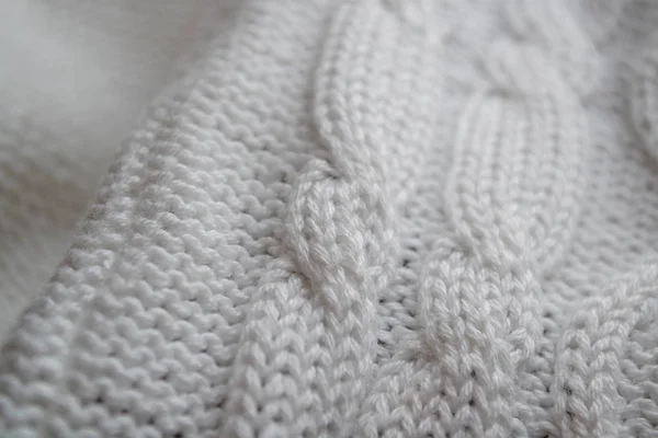 Detalle de textura de lana tejida. Tela fondo blanco —  Fotos de Stock