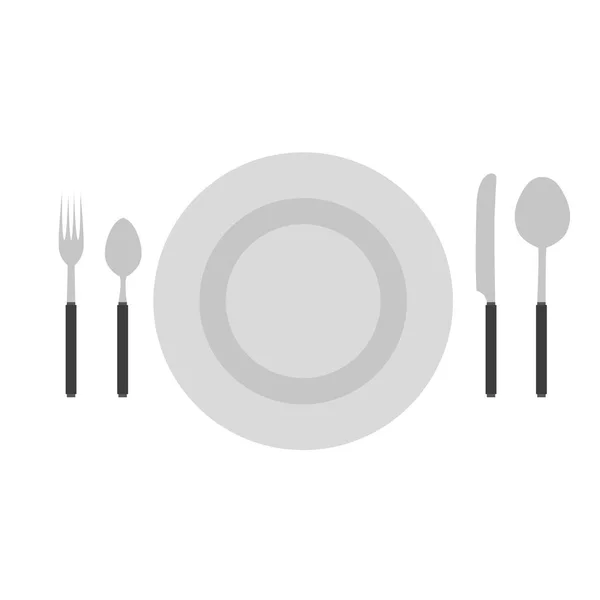 Столовые приборы набор векторных ложки ложки икона нож изолированная кухня ресторан — стоковый вектор