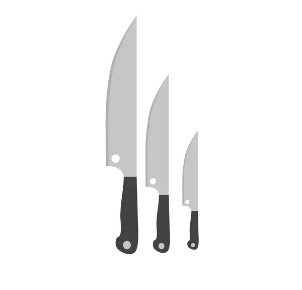 Juego de cocina cuchillo vectorial cubiertos chef ilustración cocina acero — Vector de stock