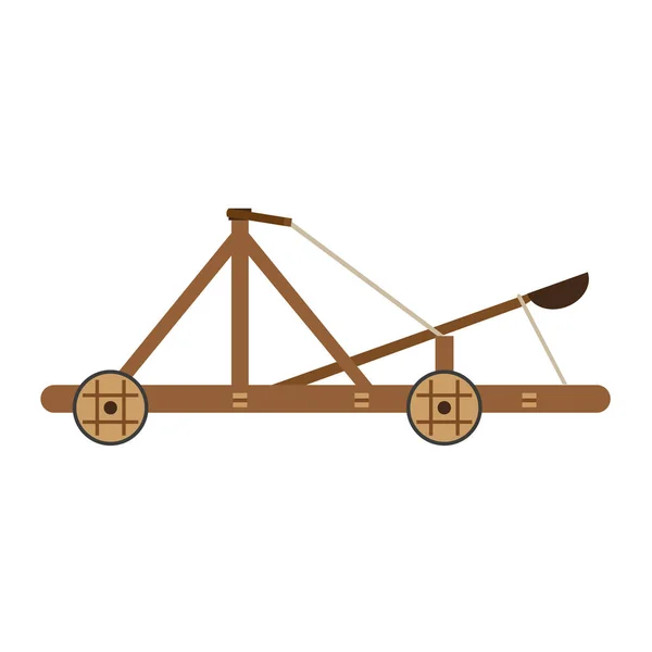 Catapulta vector icono medieval ilustración aislado arma de guerra antigua de madera. Antiguo asedio — Vector de stock