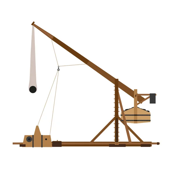 Catapulte Trebuchet icône vectorielle guerre siège médiéval illustration arme bois antique fronde tir historique — Image vectorielle