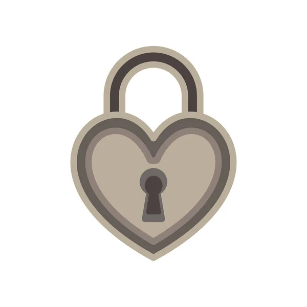Coração bloqueio amor cadeado chave vetor fechadura ícone símbolo — Vetor de Stock