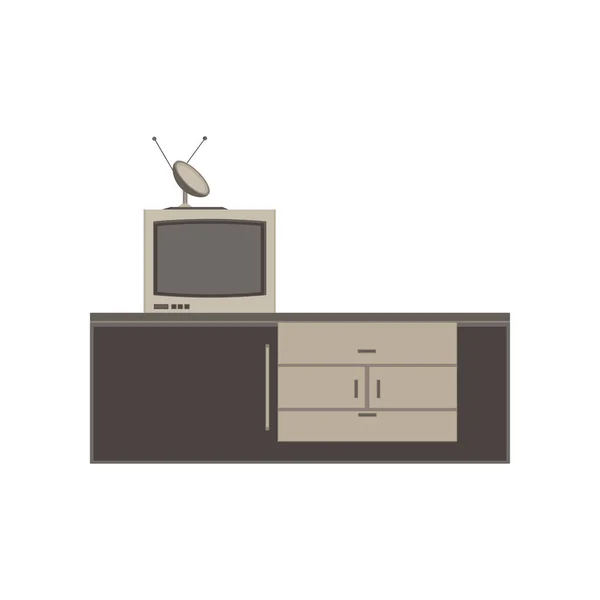 Unidad de televisión icono de televisión vector muebles pantalla diseño plano aislado — Vector de stock