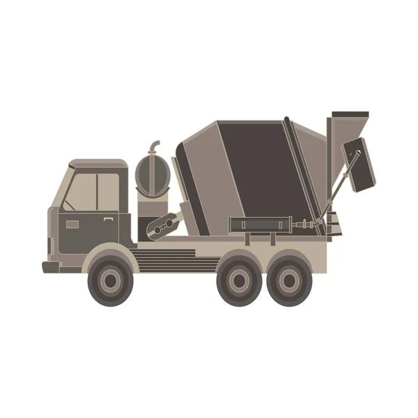 混凝土搅拌机图标。卡车与专用设备。分离 — 图库矢量图片