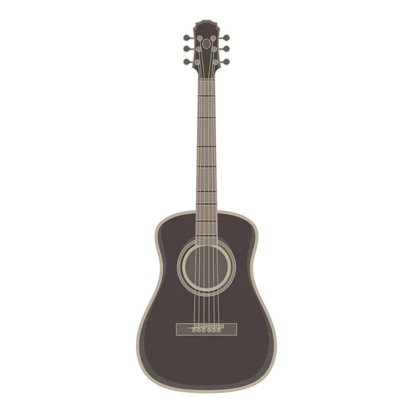 Vector acústico guitarra plana icono aislado. Instrumento de música negro — Vector de stock