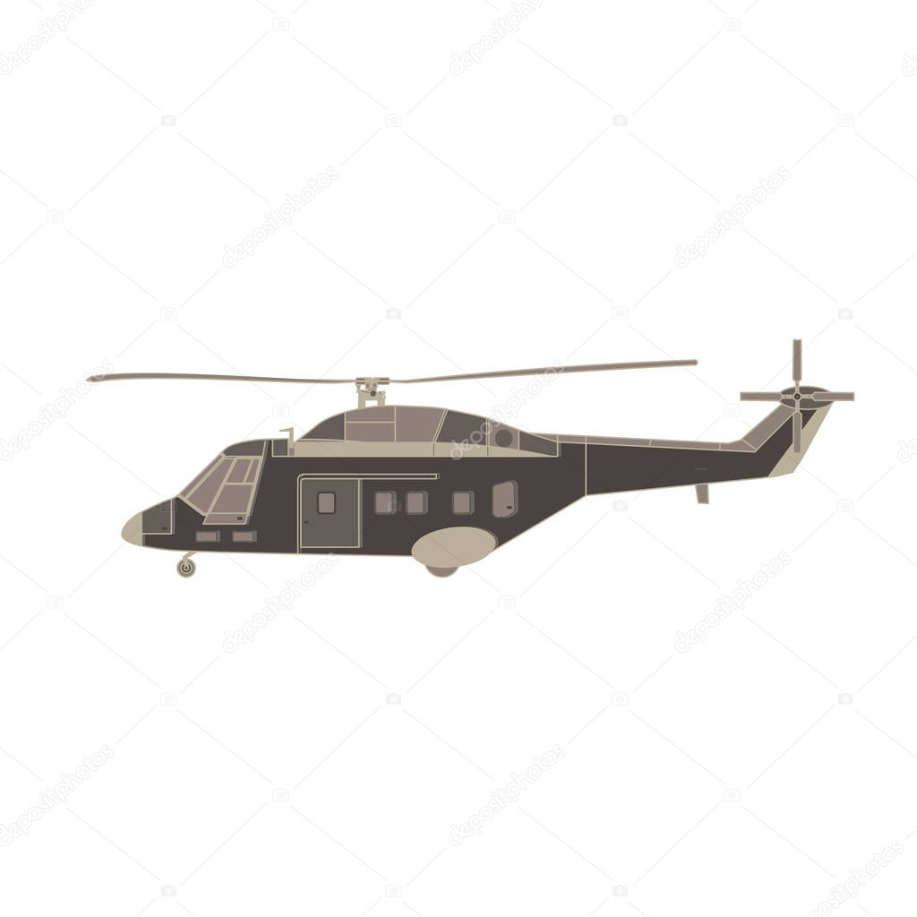 Vector helicopter flat icon illustration. Isolated transport design