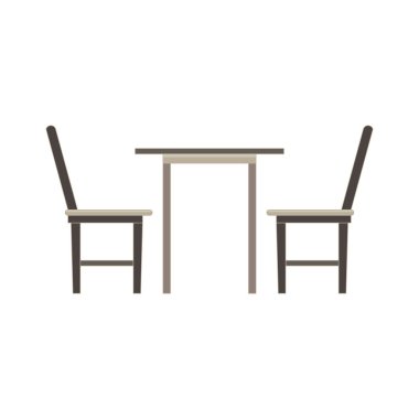 İzole vektör masa sandalye iki düz simgesi. Restoran mobilya 